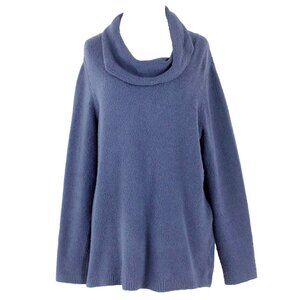 J Jill Sz M Blue Turtleneck Long Sleeve Tunic Cotton Nylon Sweater